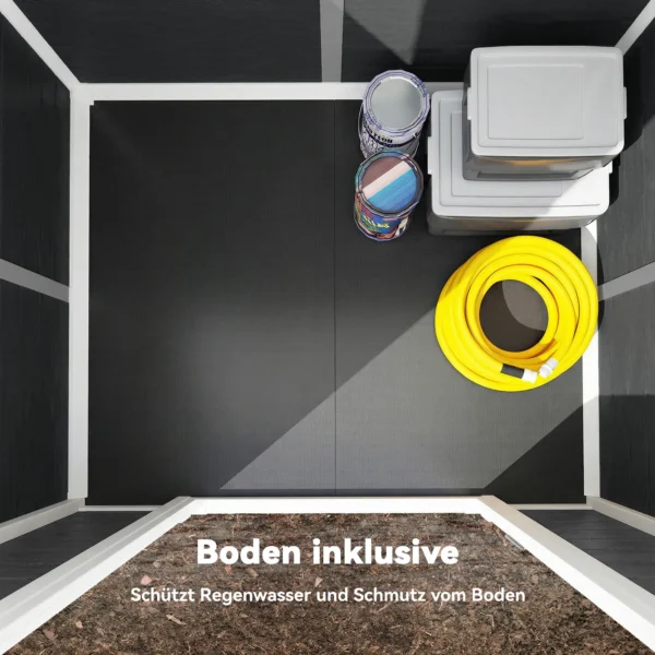 Gereedschapshuis 1,1 M² Gereedschapsschuur Met Houtlook Venster Zadeldak Ventilatie Bodem Slot Handschoenen Grijs