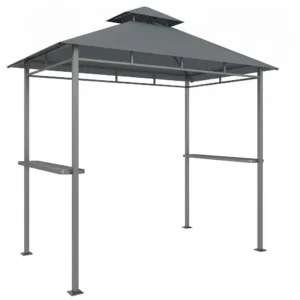 Grillpaviljoen 2,4 X 1,4 M, Windbestendige Grill Overkapping Met Dubbel Dak Ventilatieopening Zijplanken