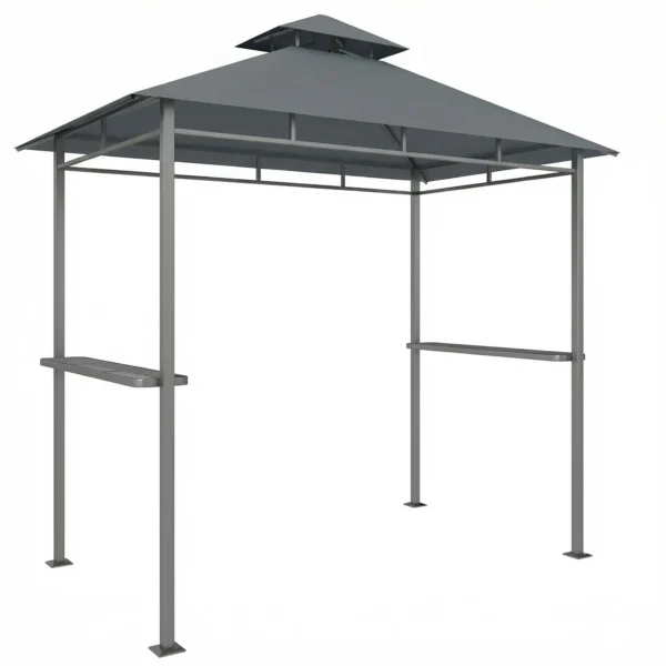 Grillpaviljoen 2,4 X 1,4 M, Windbestendige Grill Overkapping Met Dubbel Dak Ventilatieopening Zijplanken