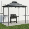 Grillpaviljoen 2,4 X 1,4 M, Windbestendige Grill Overkapping Met Dubbel Dak Ventilatieopening Zijplanken