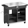 Grillwagen 5 laags Grilltafel Met Verstelbare Roestvrijstalen Werkoppervlak, Planken, Lade, Wielen, Kruidenhouder, Vuilnisstandaard
