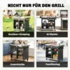 Grillwagen 5 laags Grilltafel Met Verstelbare Roestvrijstalen Werkoppervlak, Planken, Lade, Wielen, Kruidenhouder, Vuilnisstandaard
