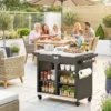 Grillwagen 5 laags Grilltafel Met Verstelbare Roestvrijstalen Werkoppervlak, Planken, Lade, Wielen, Kruidenhouder, Vuilnisstandaard
