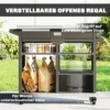 Grillwagen 5 laags Grilltafel Met Verstelbare Roestvrijstalen Werkoppervlak, Planken, Lade, Wielen, Kruidenhouder, Vuilnisstandaard