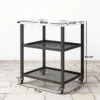 Grillwagen Met 3 Niveaus, Serveerwagen Met Verstelbare Werkruimte, Planken, Haken, Wielen 77 X 51 X 80 Cm Zwart