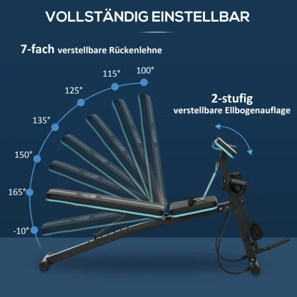 Haltersbank, Opvouwbare Trainingsbank Met 7 voudig Verstelbare Rugleuning, Fitnessbank Tot 120 Kg Belastbaar, Blauw