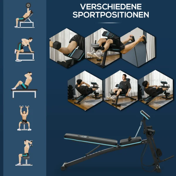 Haltersbank, Opvouwbare Trainingsbank Met 7 voudig Verstelbare Rugleuning, Fitnessbank Tot 120 Kg Belastbaar, Blauw