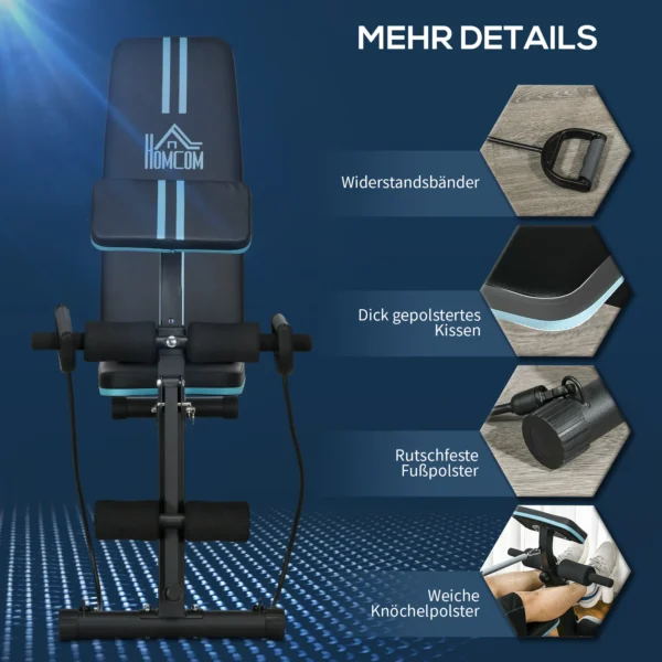 Haltersbank, Opvouwbare Trainingsbank Met 7 voudig Verstelbare Rugleuning, Fitnessbank Tot 120 Kg Belastbaar, Blauw