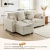 Hoekbank Met Omkeerbare Chaise Longue, 3 zits Bank Met Fluwelen Look, Brede En Diepe Zitruimte, Verenkussens, Beige