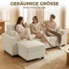 Hoekbank Met Omkeerbare Chaise Longue, 3 zits Bank Met Fluwelen Look, Brede En Diepe Zitruimte, Verenkussens, Beige