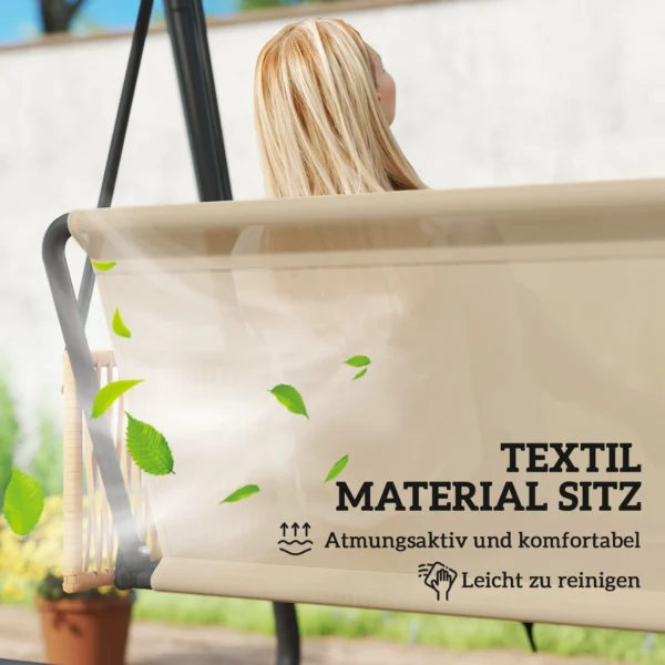 Hollywoodschommel, 3 zits Tuinschommel Met Verstelbaar Zonnedak Afneembaar Ademende Zitkussen