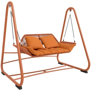 Hollywoodschommel, Tuinschommel Met Kussen, Frame, Voor Tuin, Balkon, 174 X 120 X 162 Cm, Metaal, Terracotta