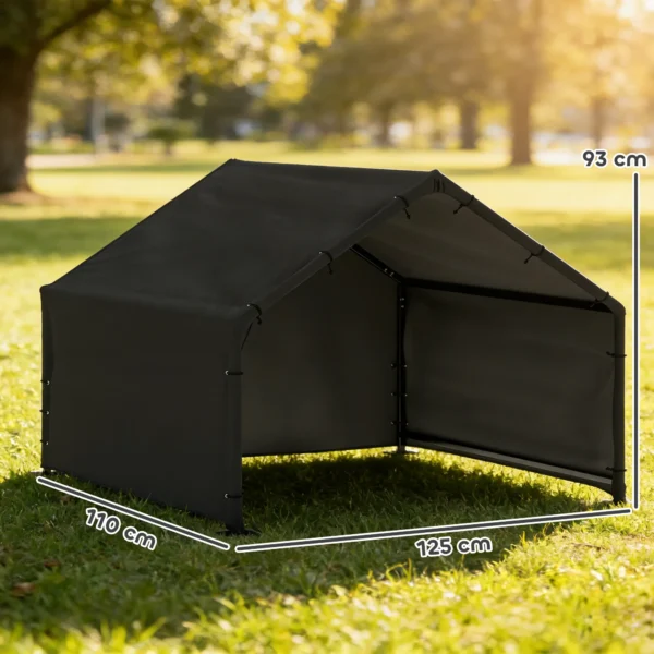 Hondenhok Met Water En UV bestendige Overkapping, Voor Honden Tot 30 Kg 125 X 110 X 93 Cm Zwart
