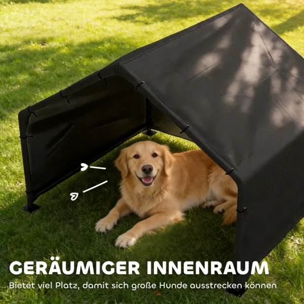 Hondenhok Met Water En UV bestendige Overkapping, Voor Honden Tot 30 Kg 125 X 110 X 93 Cm Zwart