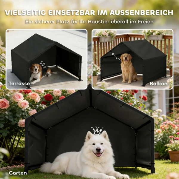 Hondenhok Met Water En UV bestendige Overkapping, Voor Honden Tot 30 Kg 125 X 110 X 93 Cm Zwart