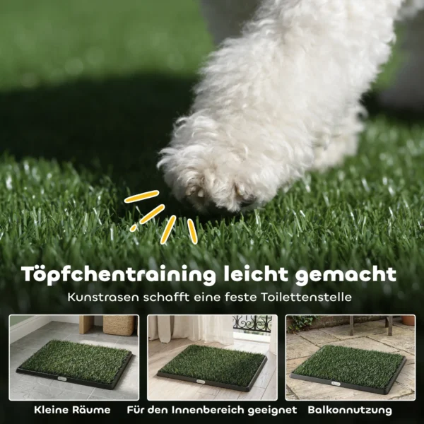 Hondentoilet 63 X 50,5 Cm Hondentoilet Met 2 Wasbare Kunstgras Puppytoilet Voor Honden Voor Balkon Thuis Zwart+Groen
