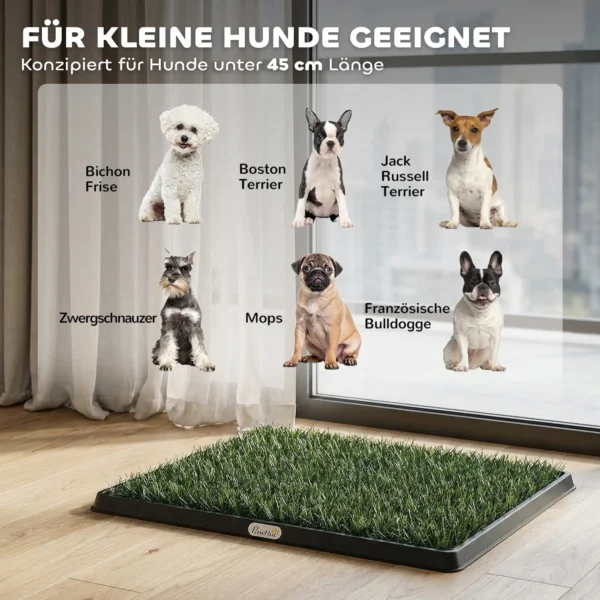 Hondentoilet 63 X 50,5 Cm Hondentoilet Met 2 Wasbare Kunstgras Puppytoilet Voor Honden Voor Balkon Thuis Zwart+Groen