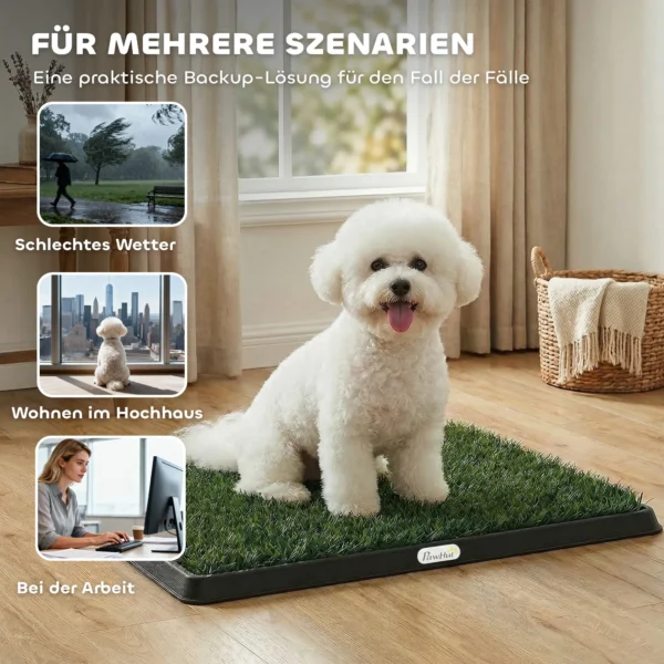 Hondentoilet 63 X 50,5 Cm Hondentoilet Met 2 Wasbare Kunstgras Puppytoilet Voor Honden Voor Balkon Thuis Zwart+Groen