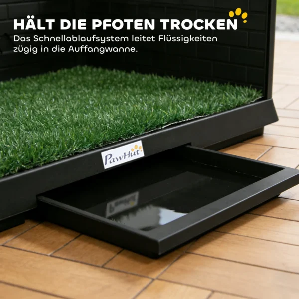 Hondentoilet 75 X 51 Cm Honden WC Met Kunstgras Puppytoilet Met Hoge Muren Uitschuifbare Lade Drainage Zwart