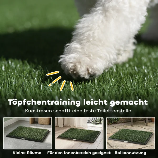 Hondentoilet 76 X 50,5 Cm Hondentoilet Met 2 Wasbare Kunstgras Puppytoilet Voor Honden Voor Balkon Thuis Zwart+Groen