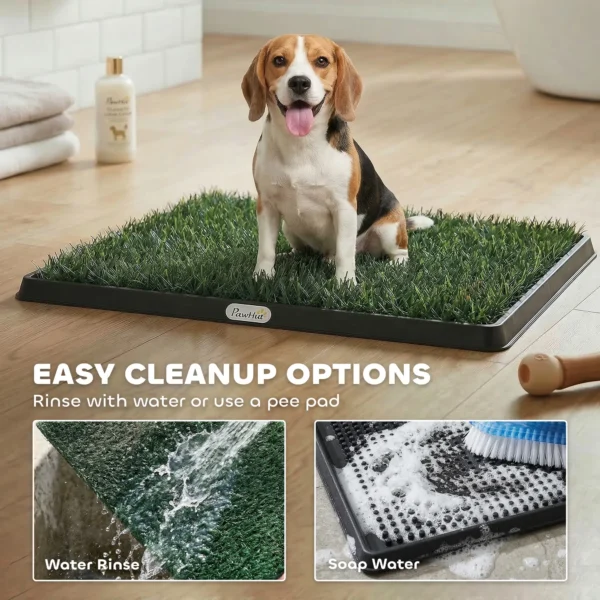 Hondentoilet 76 X 50,5 Cm Hondentoilet Met 2 Wasbare Kunstgras Puppytoilet Voor Honden Voor Balkon Thuis Zwart+Groen