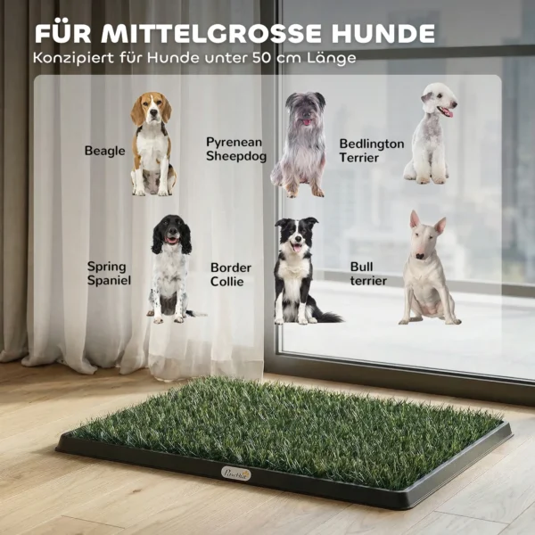 Hondentoilet 76 X 50,5 Cm Hondentoilet Met 2 Wasbare Kunstgras Puppytoilet Voor Honden Voor Balkon Thuis Zwart+Groen