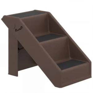 Hondentrap 3 Treden 36,5 Cm Hoog Huisdiertrap Voor Kleine Honden Inklapbaar Voor Bed, Bank, Auto Bruin
