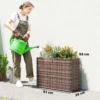 Hoog Bed Met Verstelbare Poten, Rattan Plantenbak Met Uitneembare Inzet Voor Terras En Balkon, Bruin