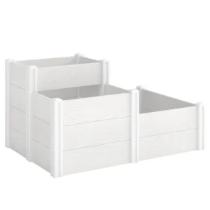 Hoogbed 3 traps Stapelbaar Tuinbed Met Open Bodem, Modulair Kruidenbed DIY Montage Kunststof