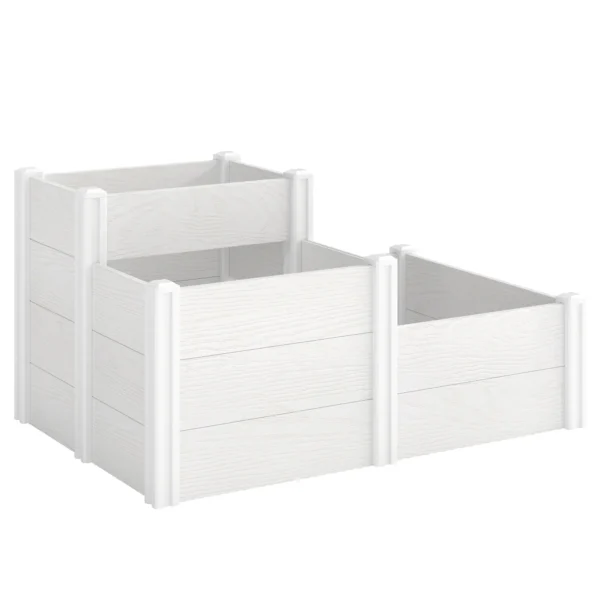 Hoogbed 3 traps Stapelbaar Tuinbed Met Open Bodem, Modulair Kruidenbed DIY Montage Kunststof