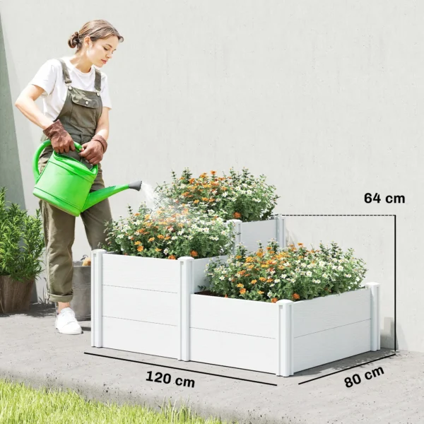 Hoogbed 3 traps Stapelbaar Tuinbed Met Open Bodem, Modulair Kruidenbed DIY Montage Kunststof