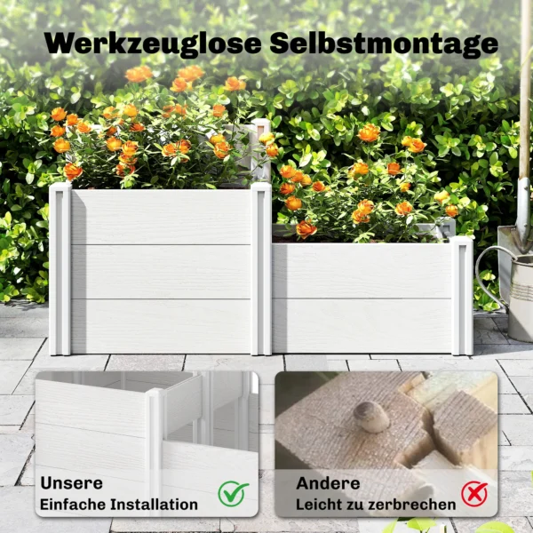 Hoogbed 3 traps Stapelbaar Tuinbed Met Open Bodem, Modulair Kruidenbed DIY Montage Kunststof