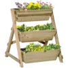 Hoogbed Bloementrap Hout Bloemenladder Met 3 Planken Plantentrap Plantenrek Plantenstandaard Bloemenrek Bloemenstandaard Natuur 71 X 61 X 77 Cm