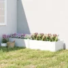 Hoogbed Kunststof, Stapelbaar Plantenbed Met DIY Montage Kweekbed 197 X 54 X 33 Cm Wit