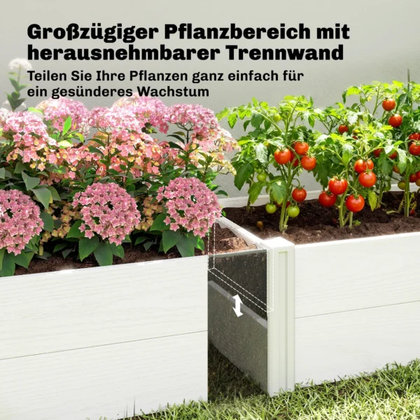 Hoogbed Kunststof, Stapelbaar Plantenbed Met DIY Montage Kweekbed 197 X 54 X 33 Cm Wit
