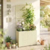 Hoogbed Met Klimrek In Rotan look Plantenbak Voor Klimplanten Voor Tuin, Balkon, 80 X 30 X 163 Cm, Beige