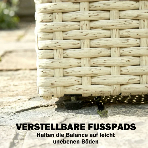 Hoogbed Met Klimrek In Rotan look Plantenbak Voor Klimplanten Voor Tuin, Balkon, 80 X 30 X 163 Cm, Beige