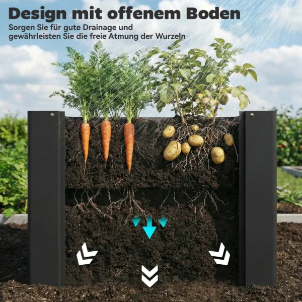 Hoogbed Met Open Bodem, Plantenbak Met Versterkingsstang En Handschoenen, 102 X 52 X 55 Cm, Zwart