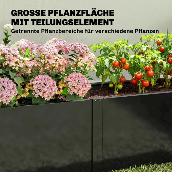 Hoogbed Van Gegalvaniseerd Staal, 150 X 53 X 55 Cm, Buitenplantenbak Met Scheidingswand, Zwart