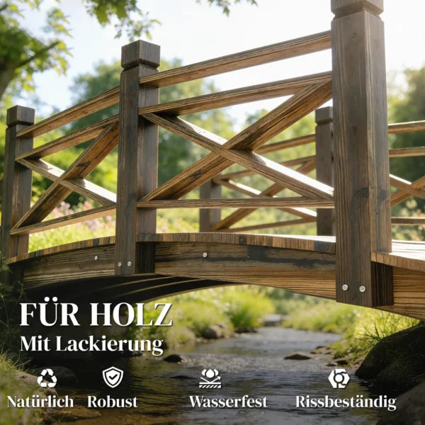 Houten Brug Met Leuning Tuinbrug Van Sparrenhout Vijverbrug Met Antieke Uitstraling, Beloopbaar 174 X 78 X 57,5 Cm Verkoold