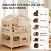 Houten Hamsterkooi Met 3 Verdiepingen, Knaagdierkooi, Kleine Dierenkooi Met Hutten, Wippen, Hellingen, Waterschalen 68x61,5x90 Cm Natuurhout
