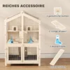 Houten Hamsterkooi Met 3 Verdiepingen, Knaagdierkooi, Kleine Dierenkooi Met Hutten, Wippen, Hellingen, Waterschalen 68x61,5x90 Cm Natuurhout