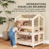 Houten Hamsterkooi Met 3 Verdiepingen, Knaagdierkooi, Kleine Dierenkooi Met Hutten, Wippen, Hellingen, Waterschalen 68x61,5x90 Cm Natuurhout