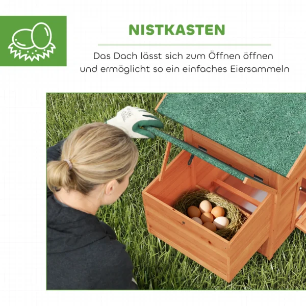 Houten Kippenhok Met Nestkast, 2 Zitstokken, Helling, Raam En Waterdicht Dak 113,5x67,5x95,5 Cm Oranje