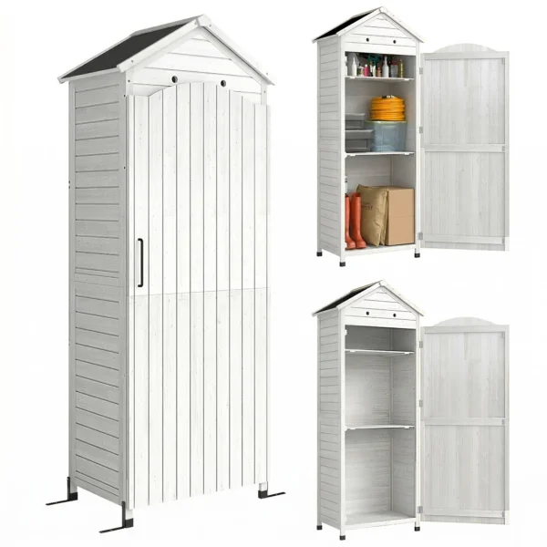 Houten Tuinkast Extra Hoge Gereedschapsschuur Met Verstelbare Plank, Magnetische Deur, Gegalvaniseerd Dak, Ventilatie