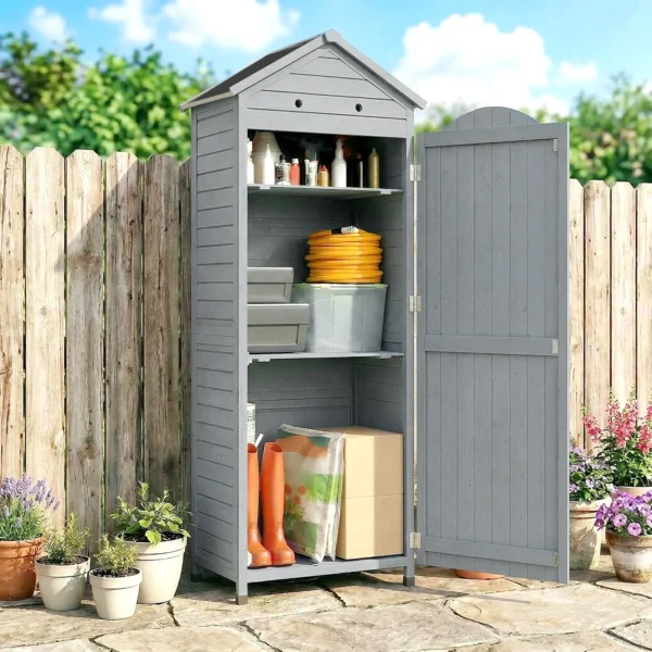 Houten Tuinkast Extra Hoge Gereedschapsschuur Met Verstelbare Plank Magnetische Deur Gegalvaniseerd Dak Ventilatie