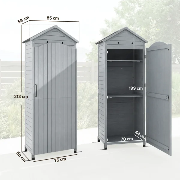 Houten Tuinkast Extra Hoge Gereedschapsschuur Met Verstelbare Plank Magnetische Deur Gegalvaniseerd Dak Ventilatie