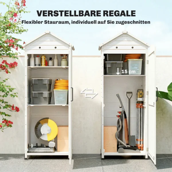 Houten Tuinkast Extra Hoge Gereedschapsschuur Met Verstelbare Plank, Magnetische Deur, Gegalvaniseerd Dak, Ventilatie