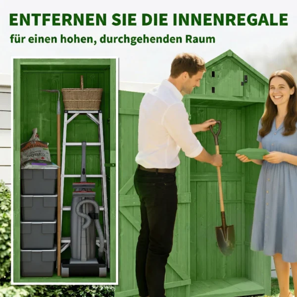 Houten Tuinkast Gereedschapsschuur Met 3 Verwijderbare Planken, Afsluitbare Deur, Asfalt Zadeldak, Ventilatie