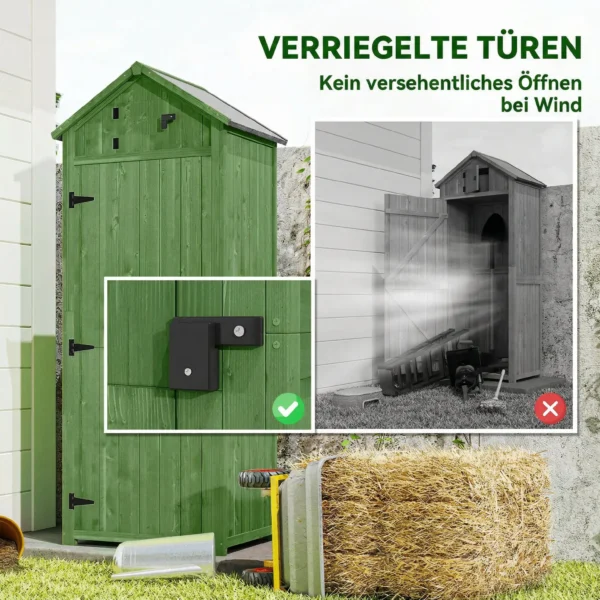 Houten Tuinkast Gereedschapsschuur Met 3 Verwijderbare Planken, Afsluitbare Deur, Asfalt Zadeldak, Ventilatie